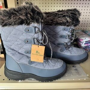 EliteLand Light Blue Quilted Winter Boots